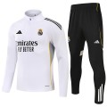 Kids Real Madrid 1/4 Zipper Sweat Kit(Top+Pants) White 2025/26
