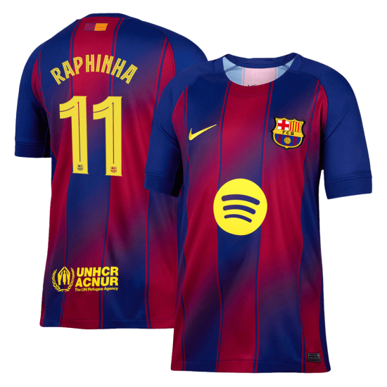 RAPHINHA #11 Barcelona Home Jersey 2025/26 - UCL