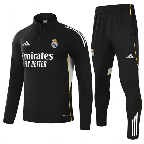 Real Madrid 1/4 Zipper Sweat Kit(Top+Pants) Black 2025/26
